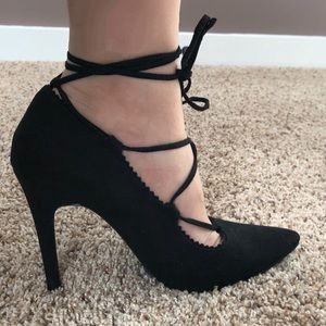 Black lace up heels